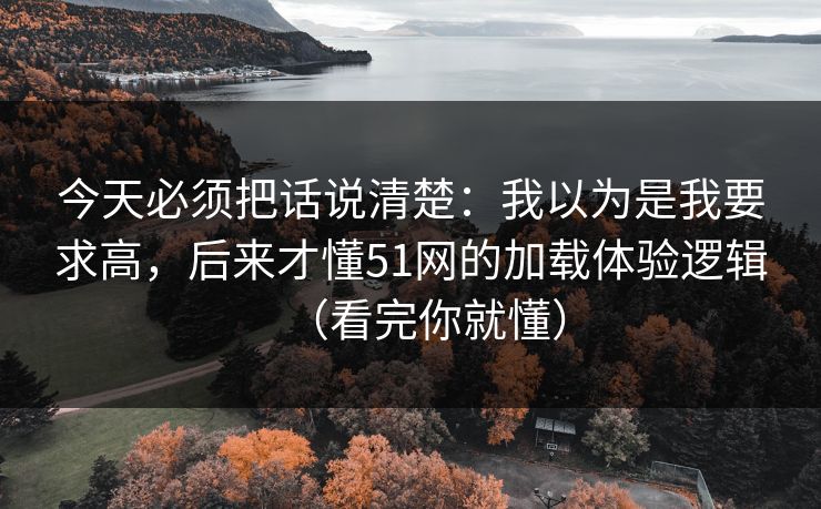 今天必须把话说清楚：我以为是我要求高，后来才懂51网的加载体验逻辑（看完你就懂）